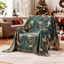 Organic Cotton Boho Throw Blanket Queen Size Quilted Soft All Season Decor