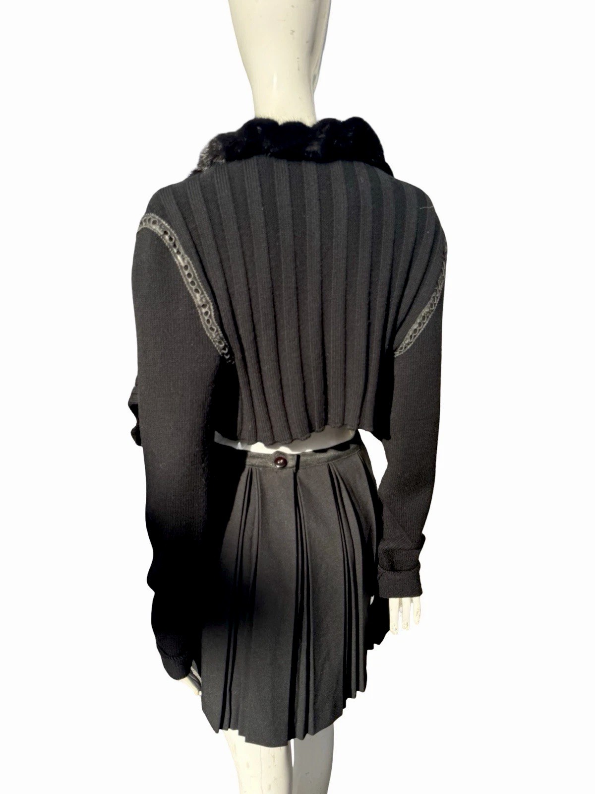 Vintage 2004 Roberto Cavalli Fur Trimmed Bolero Knit Jacket Size XL cropped Y2K image 3