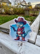 Cowboy Dinosaur Sticker - Cute T-Rex Dressed As A Cowboy - Cute Vinyl Decal for