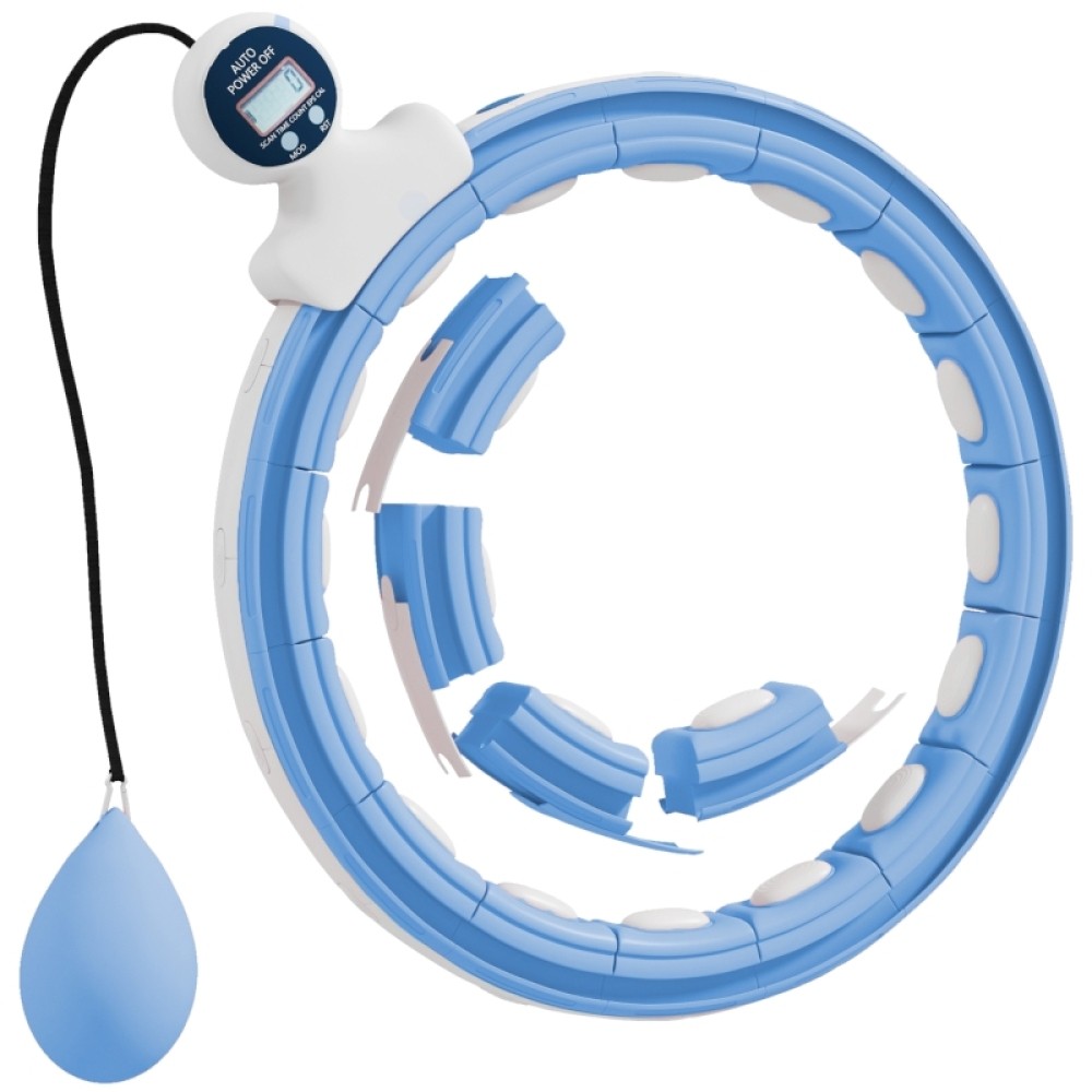 Hula Hoop Intelligent Fitness Pneu Bleu Clair 16 Nœuds avec Compteur de Calories