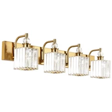 Crystal Vanity Lights 4-Lights 31.5''Gold Bathroom Lighting Fixtures Over Mir...
