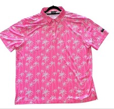 Sunday Swagger Size 3XL Golf Men's Polo Shirt Performance Stretch Palm Tree Pink