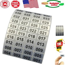 Waterproof Self-Adhesive Inventory Stickers 001-1000 on Silver Roll, 1000 Labels