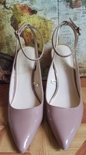 Nine West Women's Beige Shiny "Teapot" High Heel Shoes 👠  7-1/2M 