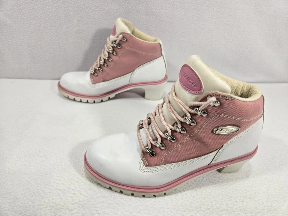 Lugz 系带高跟靴女式 7 码粉色/白色 WCCHLT 160 — 第 4/4 张图片