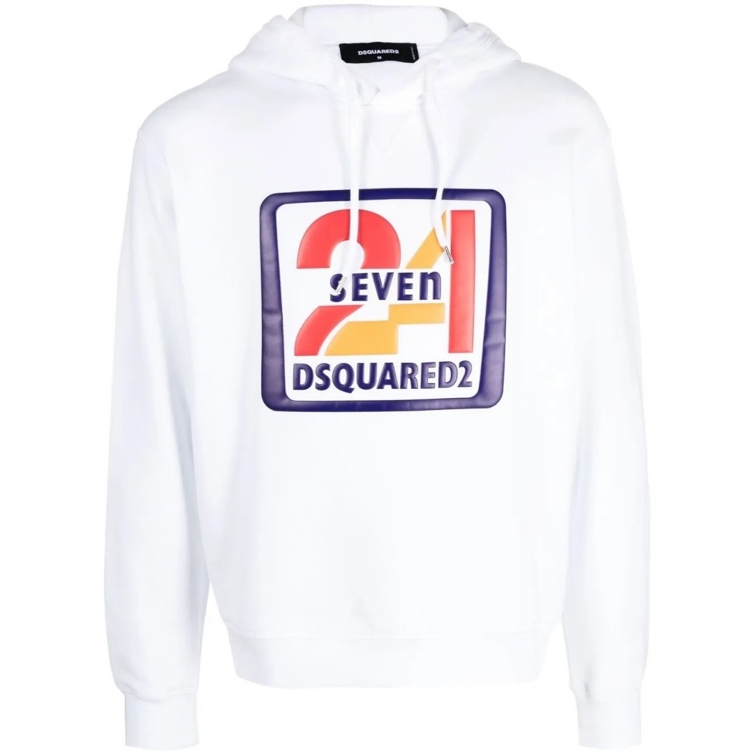 Dsquared2 Cool Fit Seven 24 Logo White Hoodie 65690₽