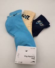 Nike Everyday Plus 3-Pair DRI-FIT Cushioned Ankle Socks Men 8-12 Cream/Navy/Blue
