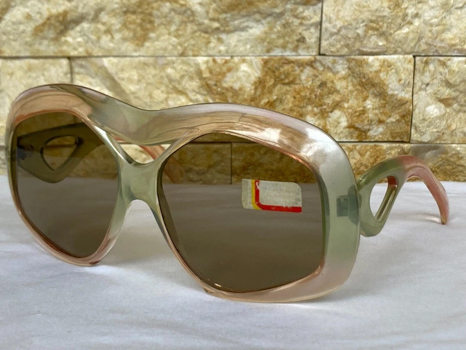 VINTAGE SAMCO SUNGLASSES PARTY OVERSIZED 1960'S ITALIAN UNISEX UNUSED GREEN RARE - Image 2 of 4