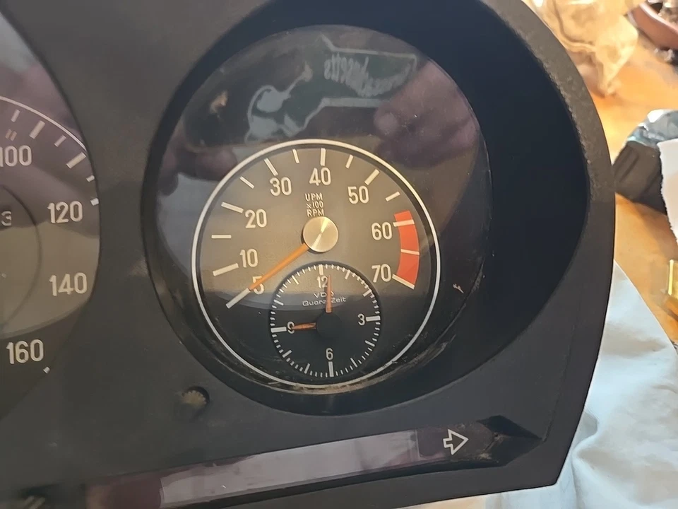 1973-80 Mercedes R107 450SL 450SLC 160mph instrumento tach cluster speedo 0 milhas - Imagem 3 de 4