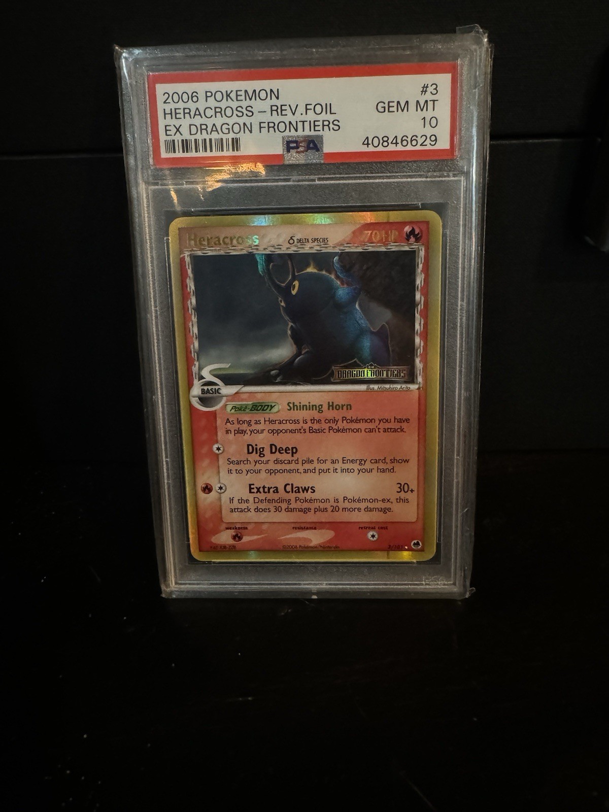 Heracross PSA 10 Gem Mint Ex Dragon Frontiers Reverse Holo Stamped #3 Delta 2006