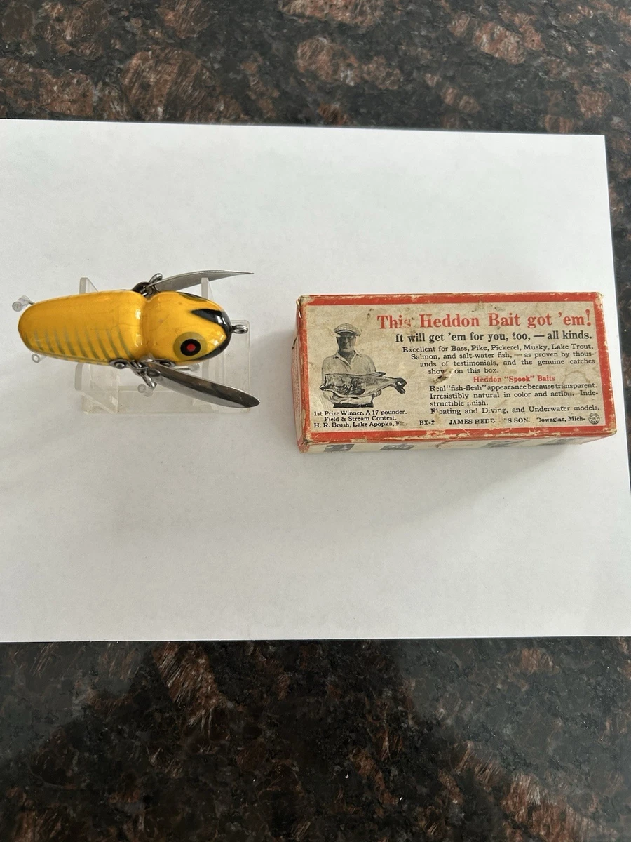Vintage Heddon Crazy Crawler gris souris Antique leurre de
