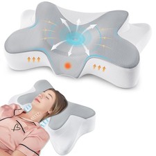 Neck Pain Relief Pillow, Orthopedic Contour, Cooling Fabric, Grey