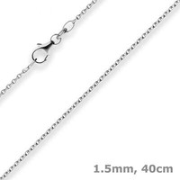 1,5Mm Rund-Ankerkette Kette Collier Aus 750 Gold WeißGold 40Cm Mit ZwischenöSe