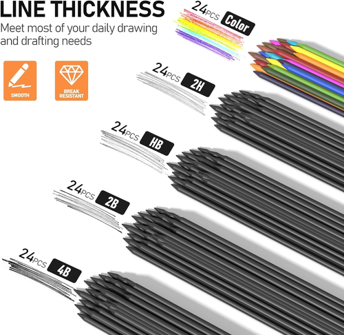 3PCS 2MM Mechanical Pencils with Case, Artist Lead Pencil Metal Lead Holder with - Picture 5 of 8