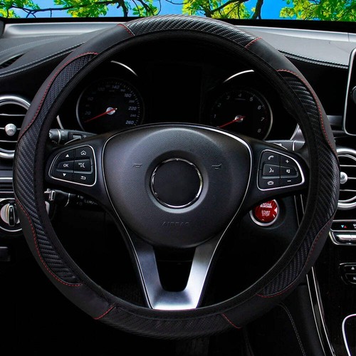 PU Carbon Fiber Leather Car Steering Wheel Cover without Inner Ring Suitable for - Picture 7 of 32