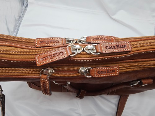 Cole Haan Brown Leather Messenger Bag Attache Briefcase Shoulder Strap - Picture 3 of 16