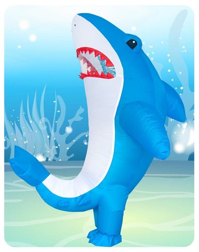 Inflatable Funny Shark Costume Suit w/Fan For Outdoor Halloween Cosplay Party - Picture 5 of 15