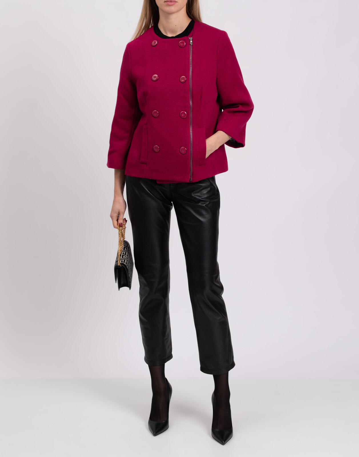 ALTRA Giacca tweed CAFENOIR taglia S completamente foderata misto lana spina di pesce Made in Italy