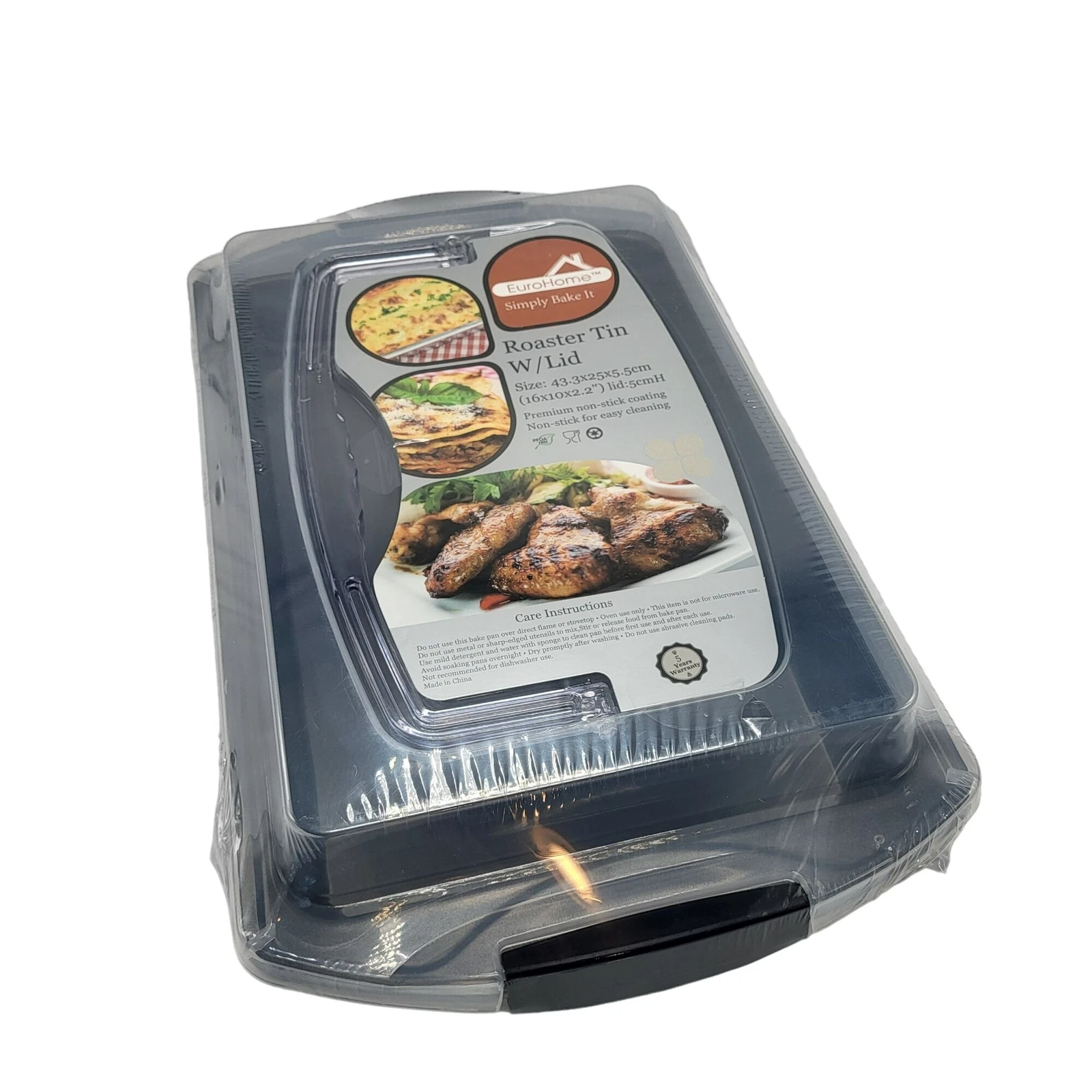 Euro-Home Non Stick Roasting Pan with Carrying Locking Lid Baking Cake Pan