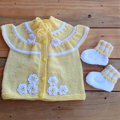Hand Knitted Baby Clothing Set Toddler Crochet Sleeveless Sweater Vest  Booties