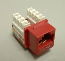 CAT5e Premium Keystone RJ45 110 Punch Down Keystone Snap-In Jack Insert - Red