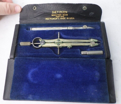 Vintage Dietzgen Master Bow Beam Bowbeam Compass in Case Made in USA