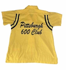Vintage chain stitch rockabilly Yellow Pittsburgh Bowling shirt Made in USA