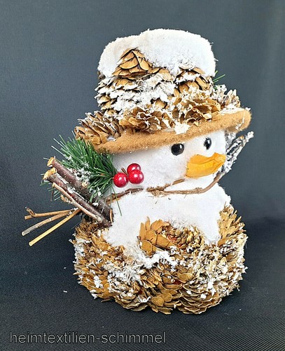 Dekofigur Holzfigur SCHNEEMANN Tischdekoration Dekoration HERBST Tischdeko NATUR - Picture 2 of 3