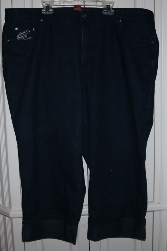 Women's COS Denim Cropped Capri Jeans with Embellishments Bling - Size 22W