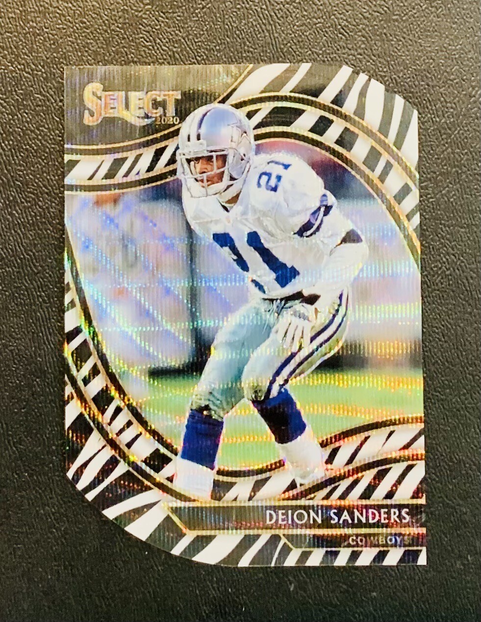 2020 Select DEION SANDERS #321 Field Level Die-Cut Zebra Prizm SSP Cowboys