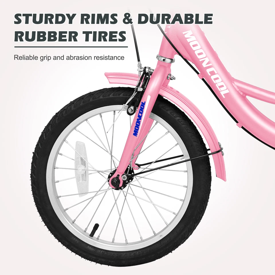 Triciclos MOONCOOL 16 pulgadas para ciclistas principiantes, triciclos bicicletas rosadas de una sola velocidad Foto 3 de 4