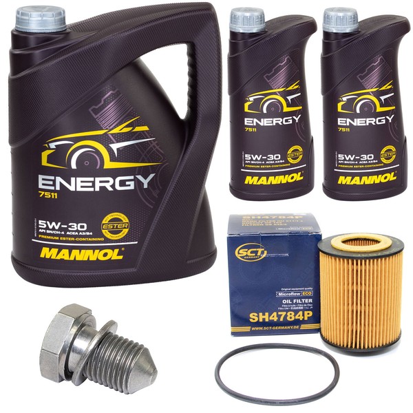 MotoröL Set Mannol Energy 5W-30 7 Liter + ÖLfilter + Schraube FüR Audi A6 Avant-image