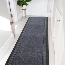 Heavy Duty Hall Mat Runner Non-Slip Rubber Backed Dark Blue Made To Measure Rugs