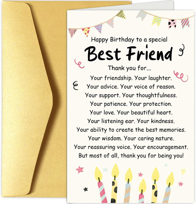Birthday Card for Friend, Best Friend Birthday Card, Poem Birthday Card for Best