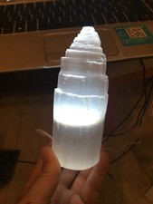 6  Selenite Tower Crystal Lamp USB LED