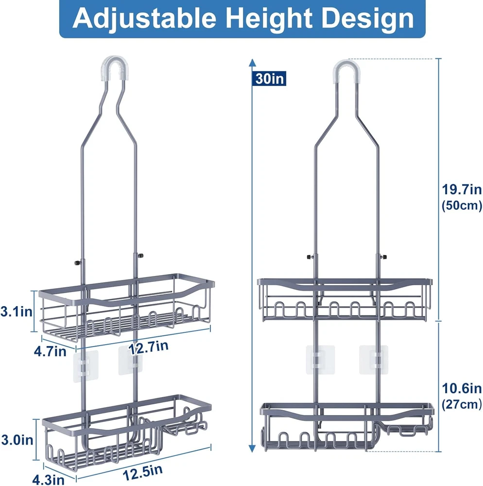 Shower Caddy, Upgraded Extended Length Shower Caddy over Showerhead No Blocking