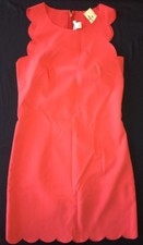 J Crew Dress 0 Scalloped Shift Dress  Electric Red NWT