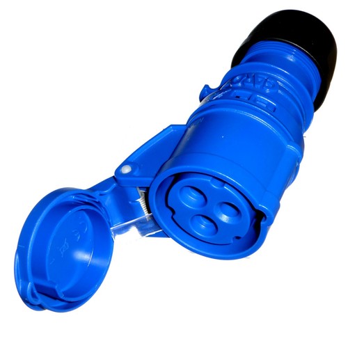 16 Amp 3 Pin 240V Blue Plug Coupler Socket Angled 2P+E 16A IP44 Garo - EU Made - Picture 24 of 47