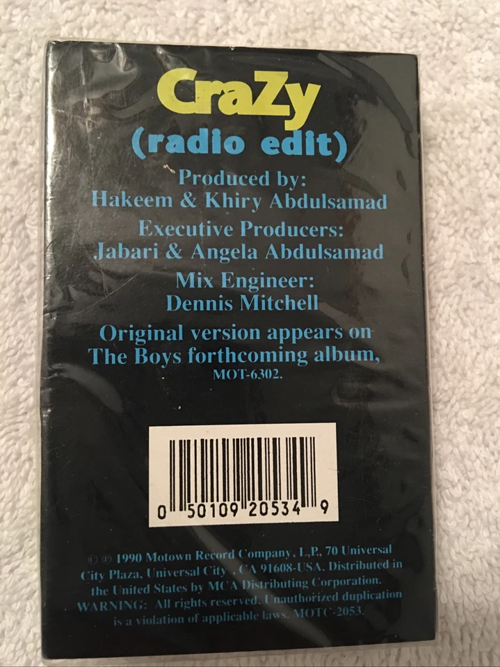 Brand New Sealed The Boys Cassette Single Crazy - 1990 Motown MOTC 2053 - Image 2 of 3