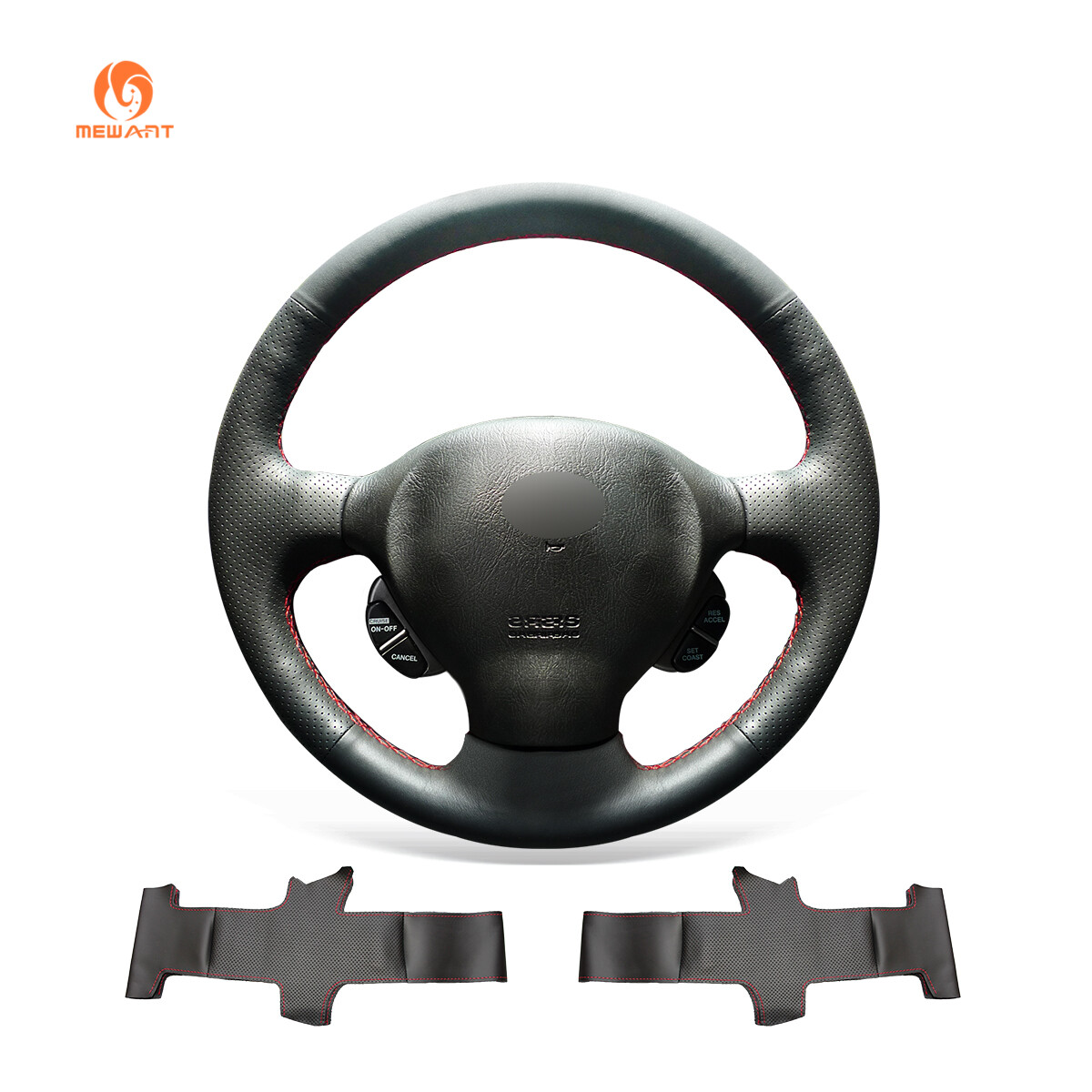 Black Artificial Leather Car Steering Wheel Cover for Hyundai Santa Fe 2002-2005