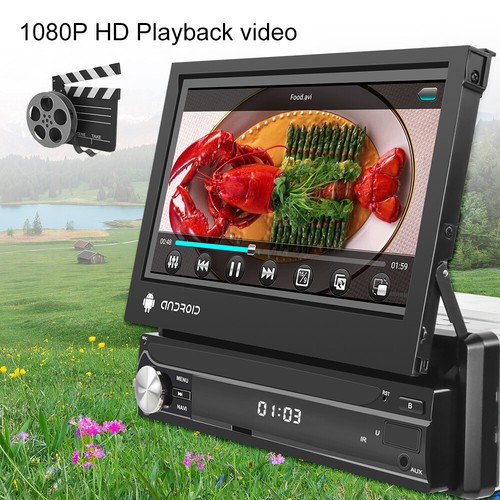 7" Single 1Din 2+64G Android 15 Carplay Flip Out Car Stereo Radio Navi WiFi Cam - Picture 7 of 13
