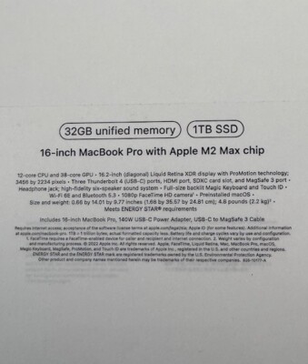 Apple MacBook Pro 16 in 2023 Space Gray/Apple M2 Max 3.49 GHz, 1