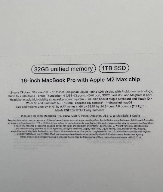  MacBook Pro 16 in 2023  Gray/Apple M2 Max 3.49 GHz, 1 TB 32 GB... - Image 3 of 3