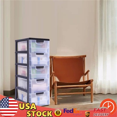 PP Plastic Storage Cabinet 5 Drawers Stackable Clothes Storage Box Organizer HOT