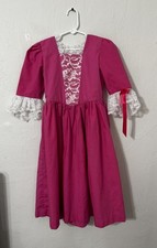Girls Prairie Pioneer Colonial Victorian Dress Magenta Size 5