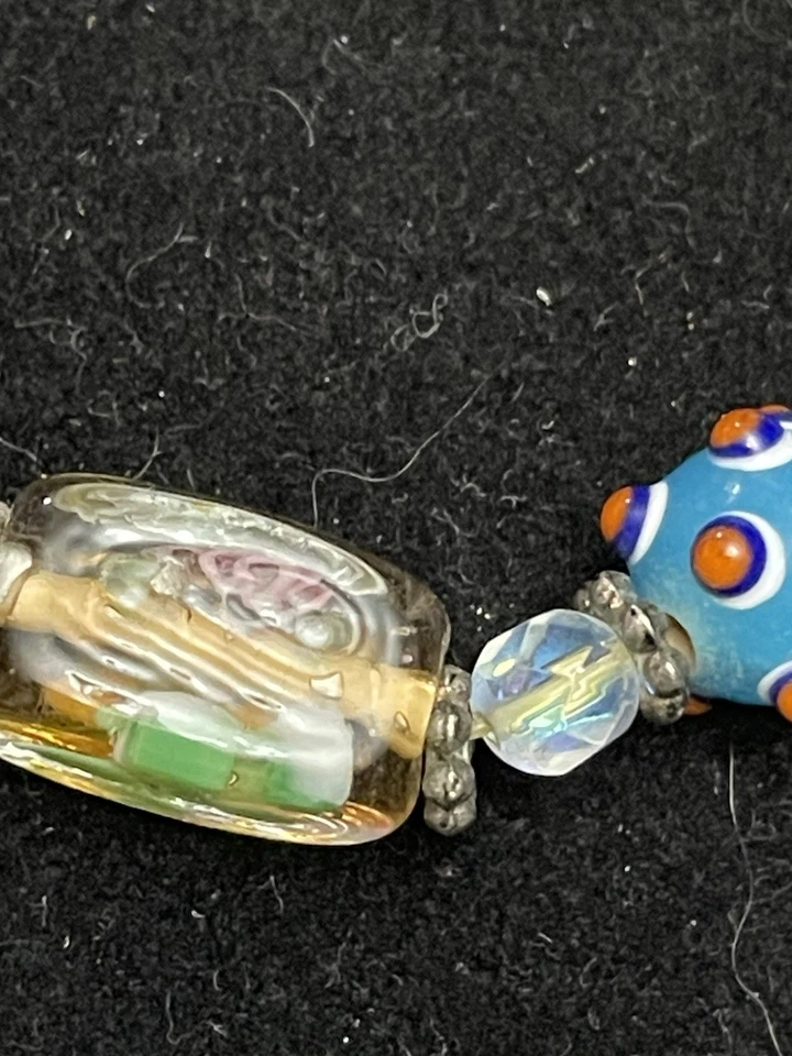 Браслет из стеклянных бусин Cookie Lee Lampwork разноцветный эластичный богемное художественное стекло - Изображение 3 из 4