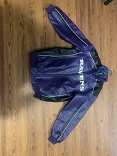 Vintage Purple Raven Leather Jacket Size Large With NFL LOGO