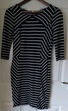 Watehouse Bodycon Fitted Shift Dress Navy & White Size 10