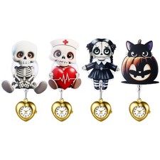 Cute Heart Quartz Nurse Watch Hallowen Cartoon Design Lapel Hanging Pocket Watch