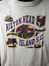 Vintage 90s Hilton Head Island SC Tee All Sport Proweight Made in USA Men's Lg